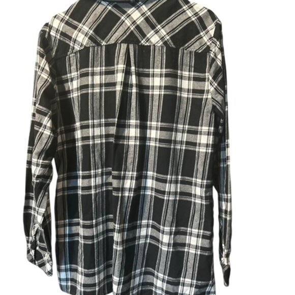 Croft & Barrow Black/White Plaid Long Sleeve Shirt-Size XL-Buttons Down 1/2 - Picture 7 of 7